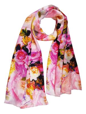 Schal 100% Seide Satin Rose Rot Gelb Pink
